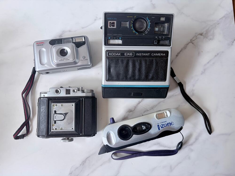 Vintage Camera Lot of 4 | Kodak EK6 Polaroid Petri Bell Howell | Untested